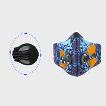 Load image into Gallery viewer, Reusable Sports Face Mask | Tactical Design Blue Skull Reusable Sports Mask FluShields 
