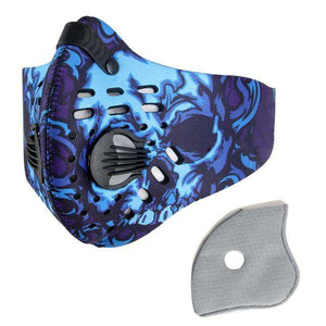 Reusable Sports Face Mask | Tactical Design Blue Skull Reusable Sports Mask FluShields 