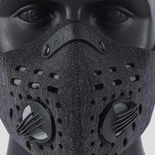 Load image into Gallery viewer, Sports Mask | Dark Grey Tactical Mask with Valve Reusable Sports Mask FluShields 
