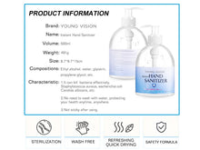 Load image into Gallery viewer, 500ml Moisturizing Hand Sanitizer | Young Vision Hand Sanitizer FluShields 

