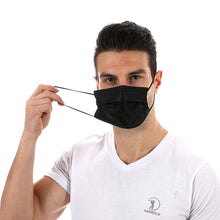 Load image into Gallery viewer, Black Disposable 3 ply Surgical Mask Civil Mask Surgical Mask FluShields 50 USA 
