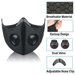 Reusable KN95 Sports Face Mask | Carbon Activated PM2.5 Filtration Reusable Sports Mask FluShields 