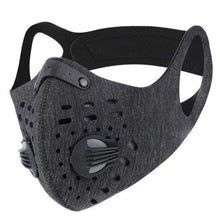 Load image into Gallery viewer, Sports Mask | Dark Grey Tactical Mask with Valve Reusable Sports Mask FluShields 
