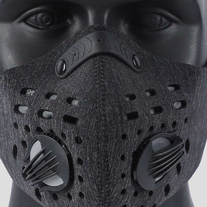 Sports Mask | Dark Grey Tactical Mask with Valve Reusable Sports Mask FluShields 